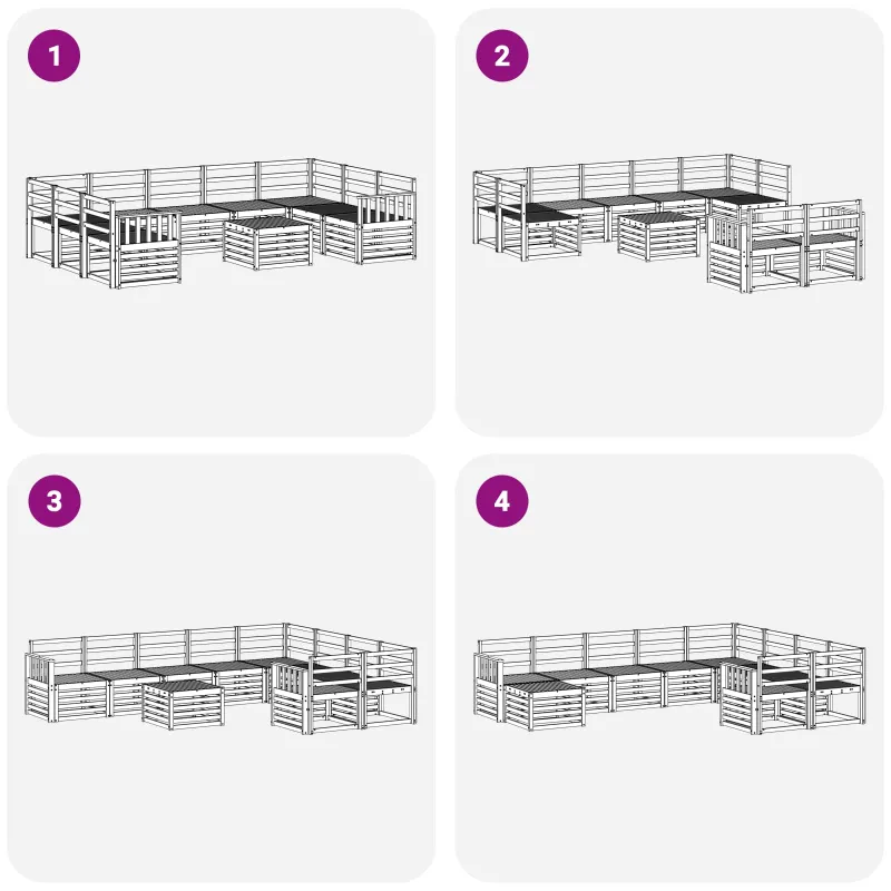 Lauko sofos komplektas 10 pcs Balta 59 x 59 x 37 cm