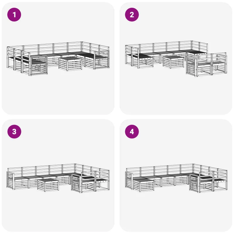 Lauko sofos komplektas 10 pcs Balta 59 x 59 x 37 cm