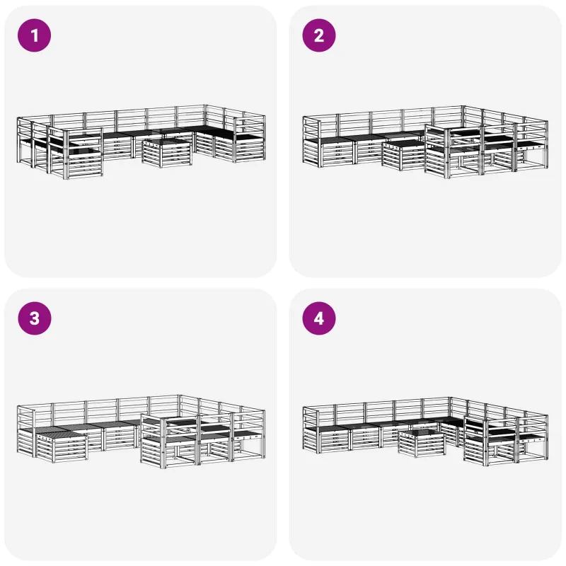 Lauko sofos komplektas 11 pcs Balta 59 x 59 x 37 cm