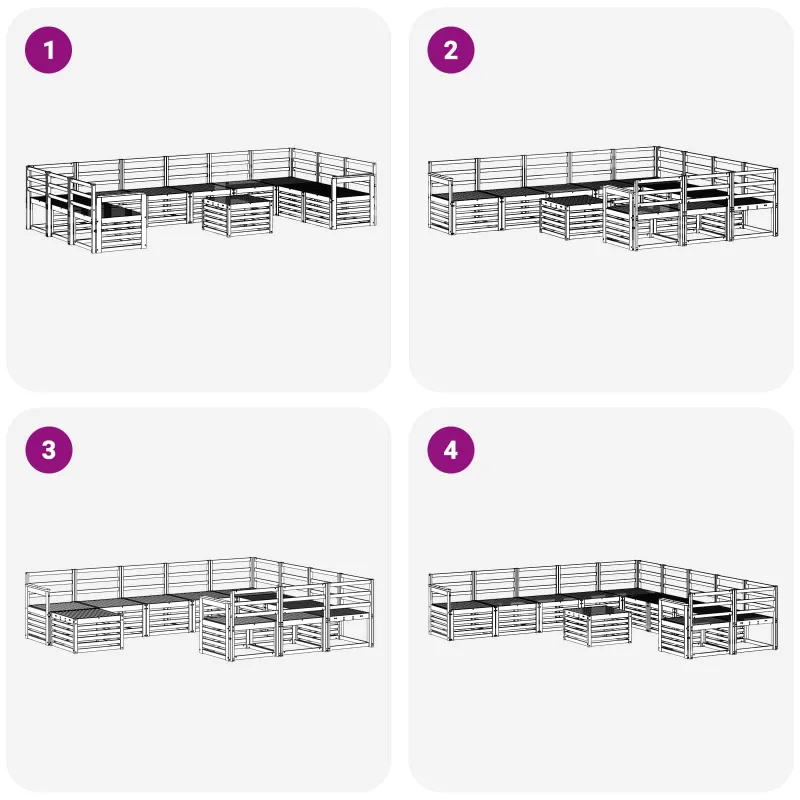 Lauko sofos komplektas 11 pcs Balta 59 x 59 x 37 cm