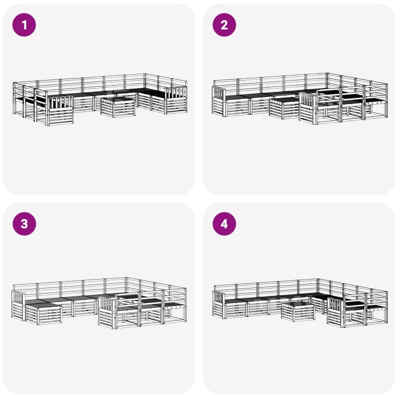 Lauko sofos komplektas 11 pcs Balta 59 x 59 x 37 cm