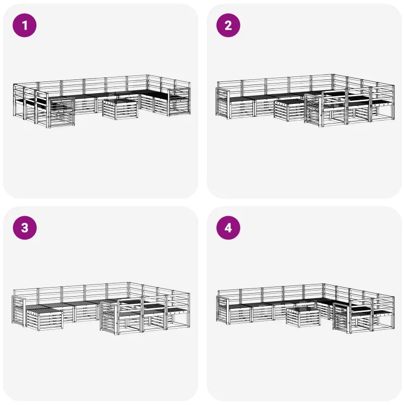 Lauko sofos komplektas 11 pcs Balta 59 x 59 x 37 cm