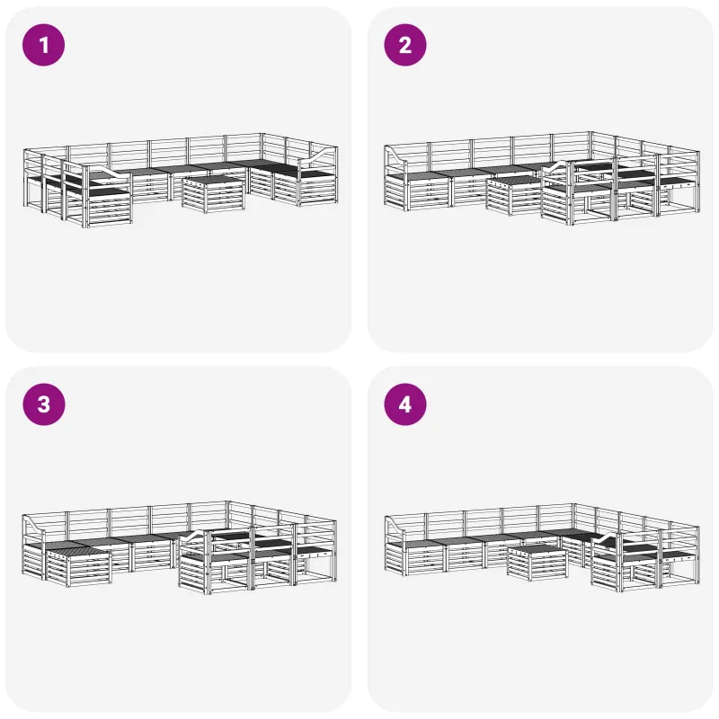 Lauko sofos komplektas 11 pcs Balta 59 x 59 x 37 cm