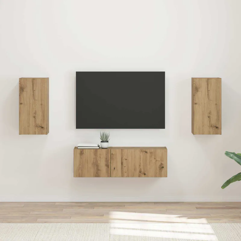 TV sieninio kabineto komplektas 4 pcs Amatininkų ąžuolas