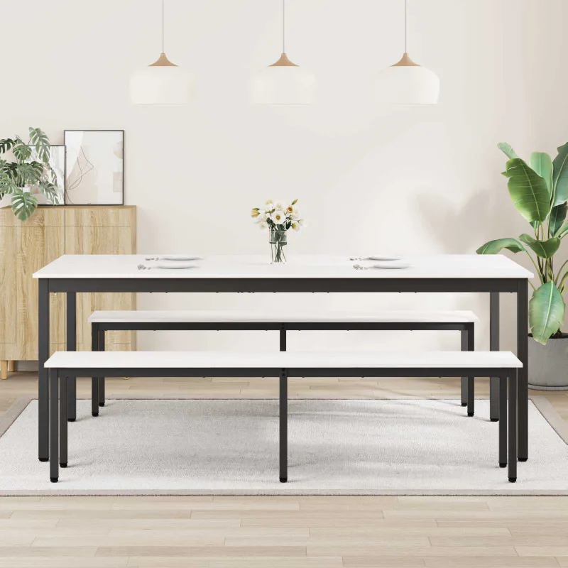 Valgomojo stalas Balta 200 x 100 x 75 cm Kietos pušies mediena