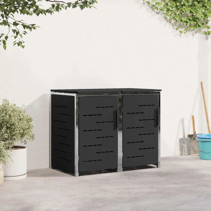 Atliekų dėžės saugojimas Juoda 138 x 77,5 x 112,5 cm