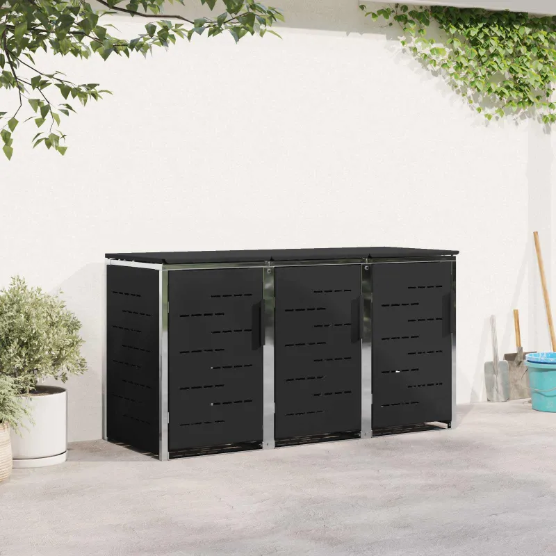 Atliekų dėžės saugojimas Juoda 207 x 77,5 x 112,5 cm