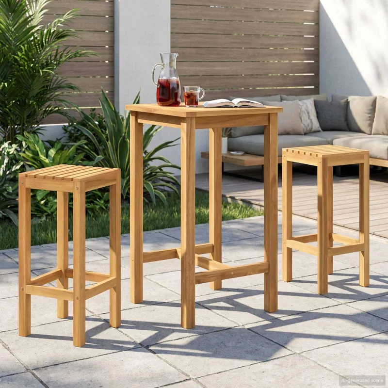 Lauko baro rinkinys 3 pcs Neapdorotas Kieto teka medžio