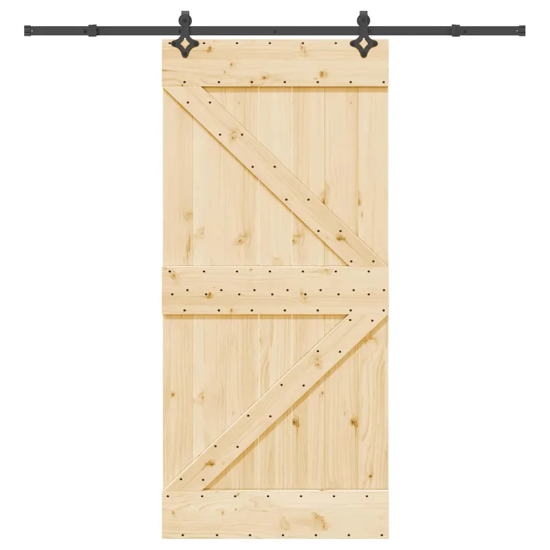 Slankios durys NARVIK Natūrali ir juoda 95 x 210 cm (213,5 cm)