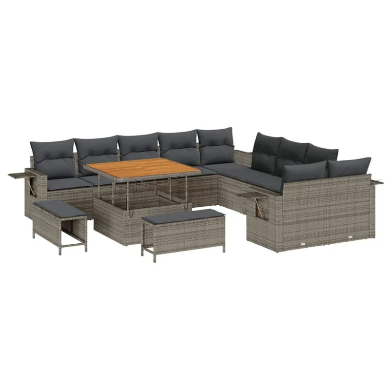 Sodo sohvaryhmä 13 osaa, harmaa polyrottinki