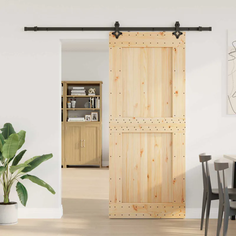 Slankios durys NARVIK Natūrali ir juoda 95 x 210 cm (213,5 cm)