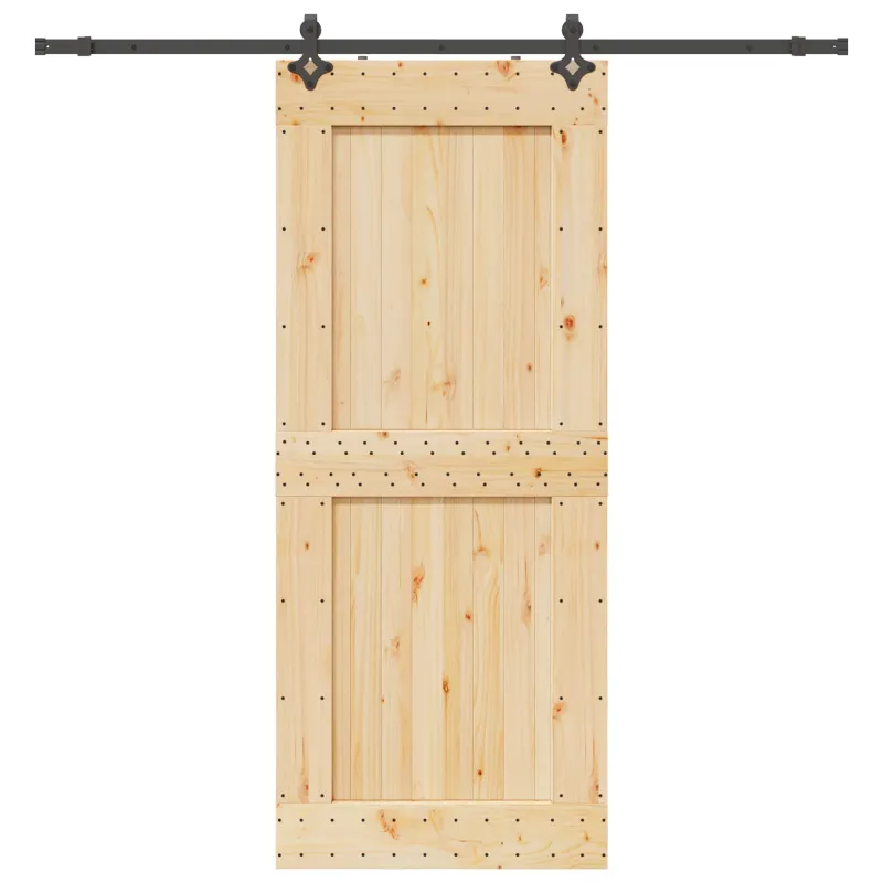 Slankios durys NARVIK Natūrali ir juoda 95 x 210 cm (213,5 cm)