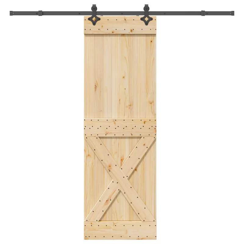 Slankios durys NARVIK Natūrali ir juoda 70 x 210 cm (213,5 cm)
