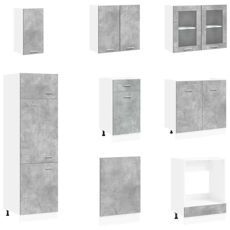 Virtuvės vienetas Lyon 8 pcs Betono pilka Apdirbta mediena