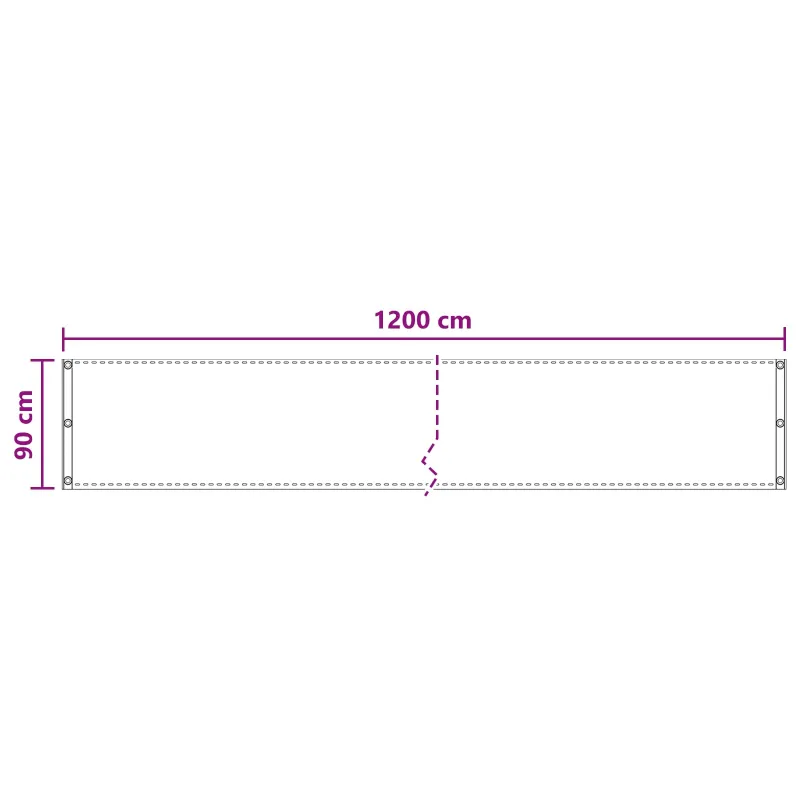 Balkono Ekranas Balta 90 x 1200 cm HDPE ir aliuminis