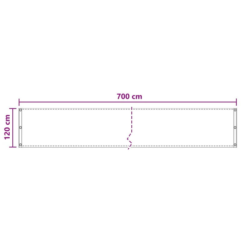 Balkono Ekranas Balta 120 x 700 cm HDPE ir aliuminis