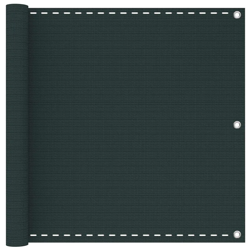 Balkono Ekranas Tamsiai žalia 75 x 1200 cm HDPE ir aliuminis