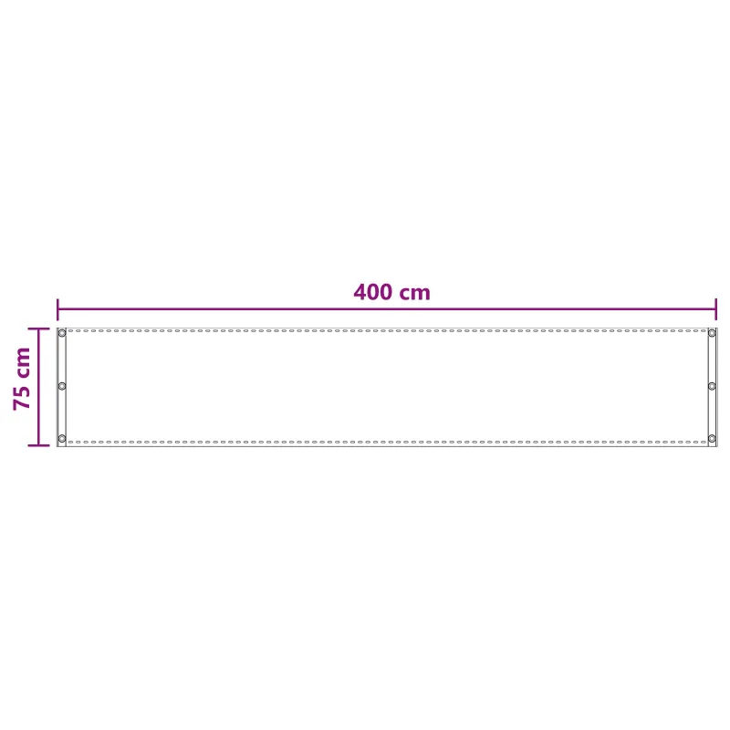 Balkono Ekranas Šviesiai pilka 75 x 400 cm HDPE ir aliuminis