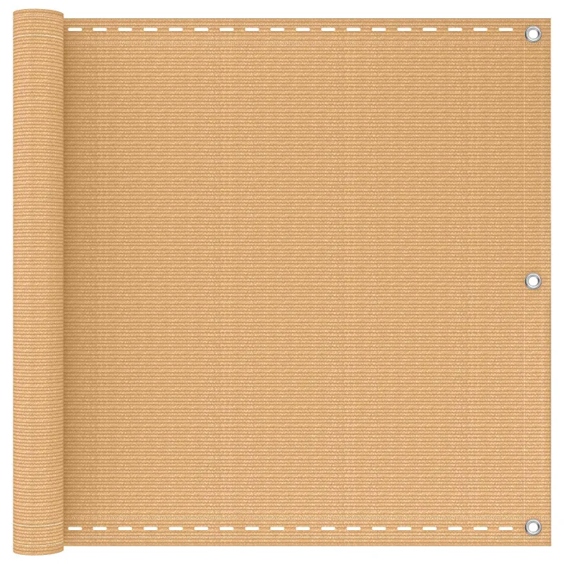 Balkono Ekranas Smėlio 90 x 1000 cm HDPE ir aliuminis