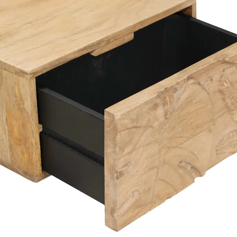 Rankų darbo naktinė spintelė Teak medžio rudas 40 x 30 x 20 cm