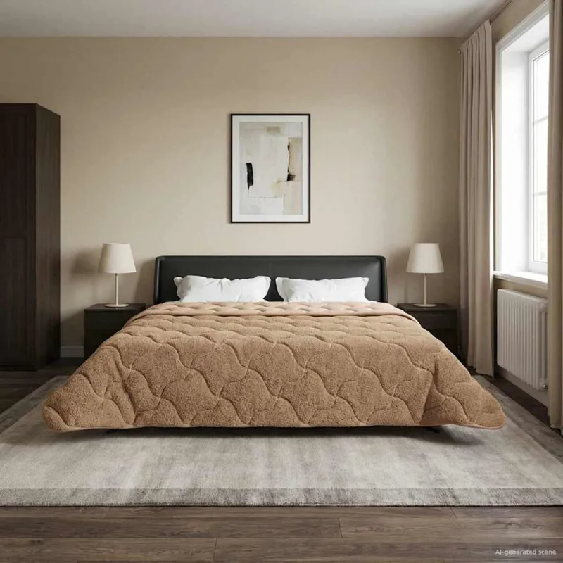 Pilna metų antklodė Tikštas Taupe 240 x 260 cm