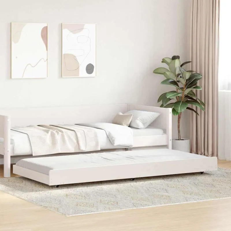 Lovos rėmas Balta 75 x 190 cm Kietos pušies mediena