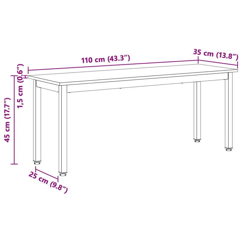 suoliukas Balta 110 x 35 x 45 cm Kietos pušies mediena