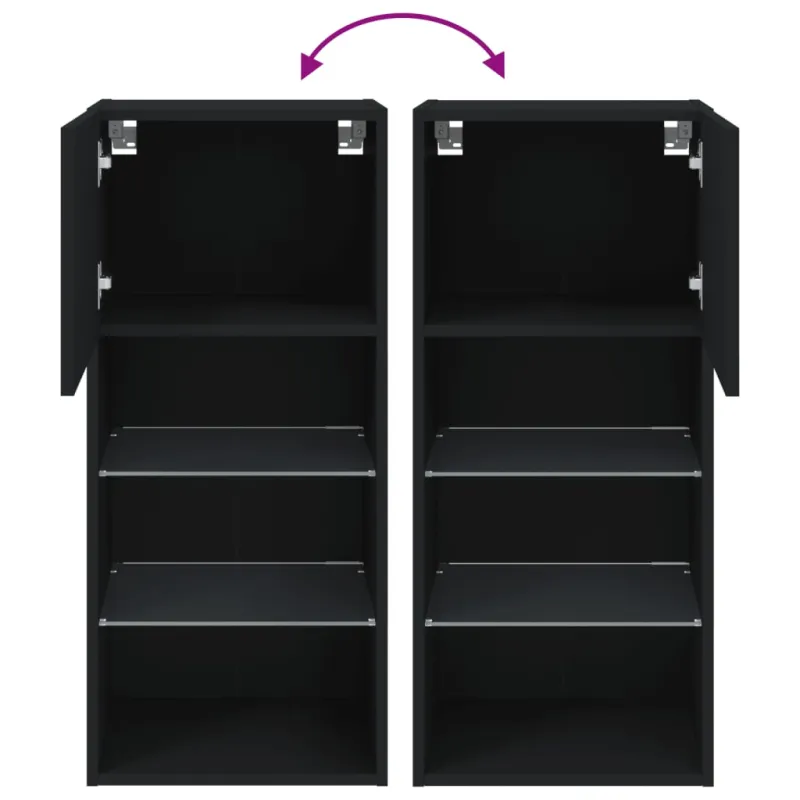 TV spintelė su LED lemputėmis, juodos spalvos, 40,5x30x90cm
