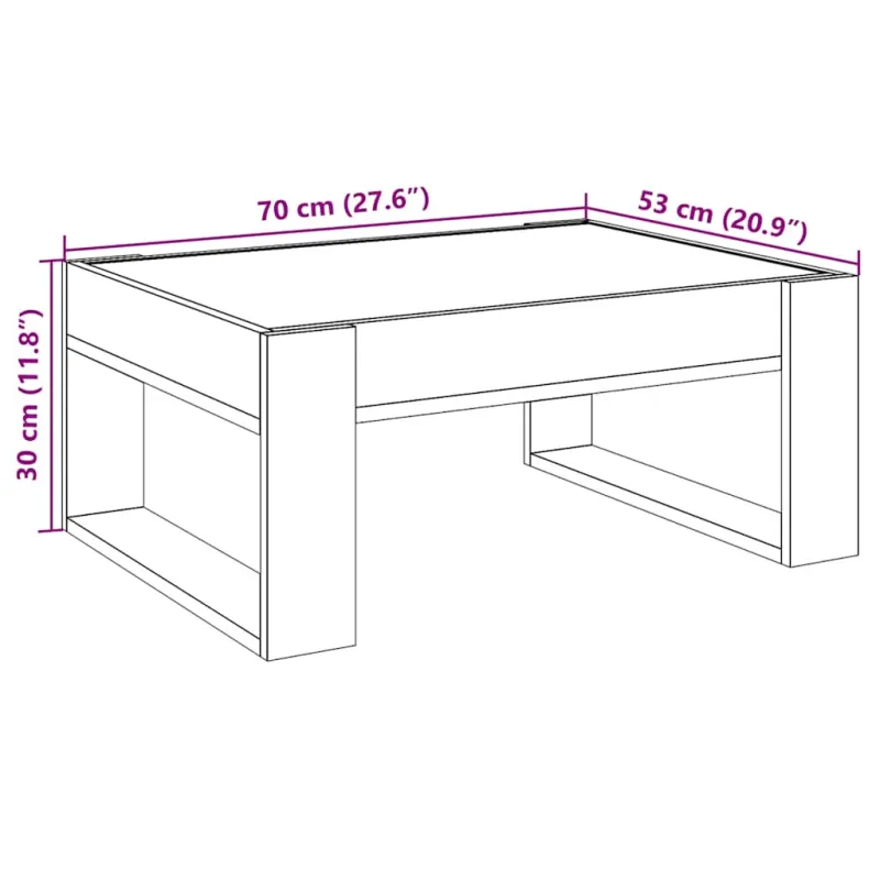 Kavos staliukas su Infinity LED lemputėmis, juodas, 70x53x30cm