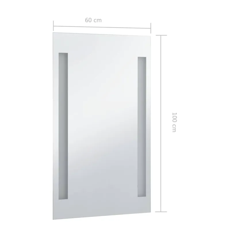 Sieninis vonios kambario veidrodis su LED, 60x100cm