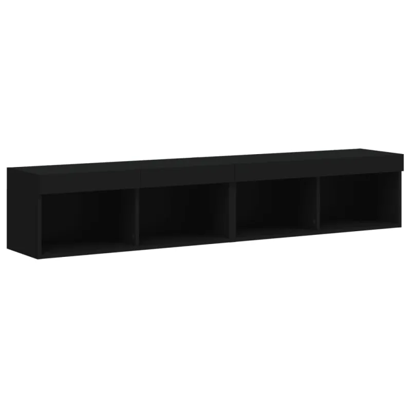 TV spintelės su LED lemputėmis, 2vnt., juodos, 80x30x30cm