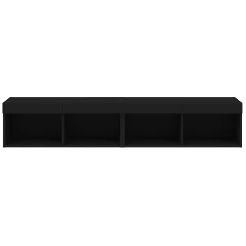 TV spintelės su LED lemputėmis, 2vnt., juodos, 80x30x30cm