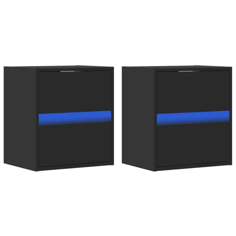 Sieninės TV spintelės su LED, 2vnt., juodos, 41x31x45cm