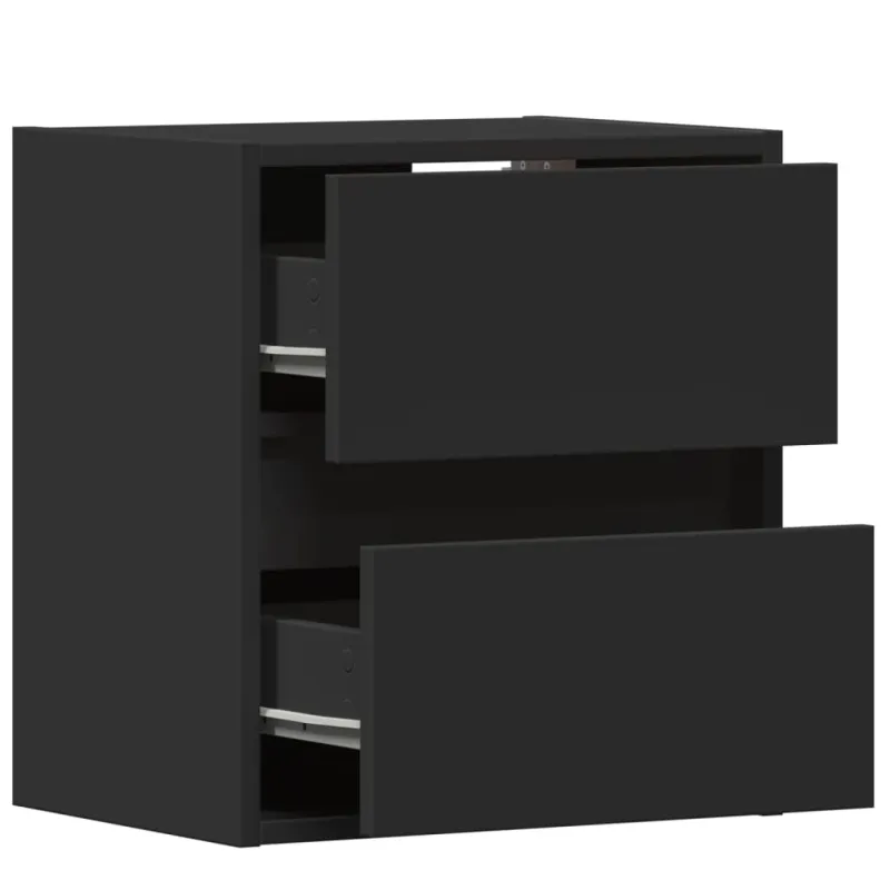 Sieninės TV spintelės su LED, 2vnt., juodos, 41x31x45cm