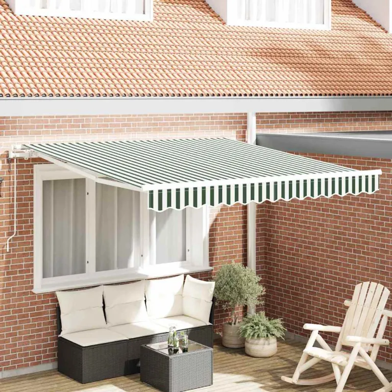 Elektrinė ištraukiama pavėsinė Žalia ir balta 350 x 250 cm