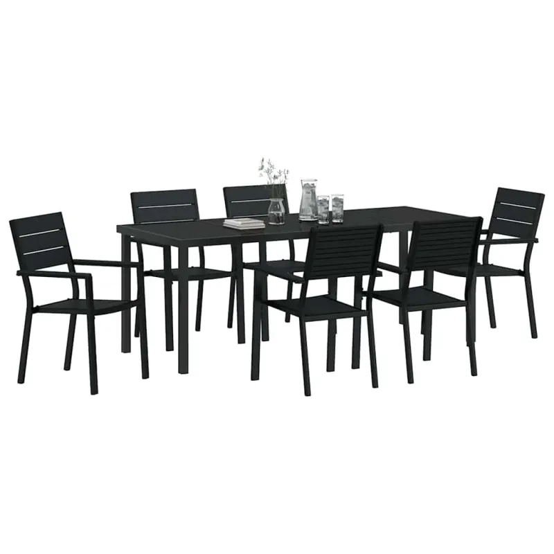 Sodo valgomojo komplektas 7 pcs Juoda