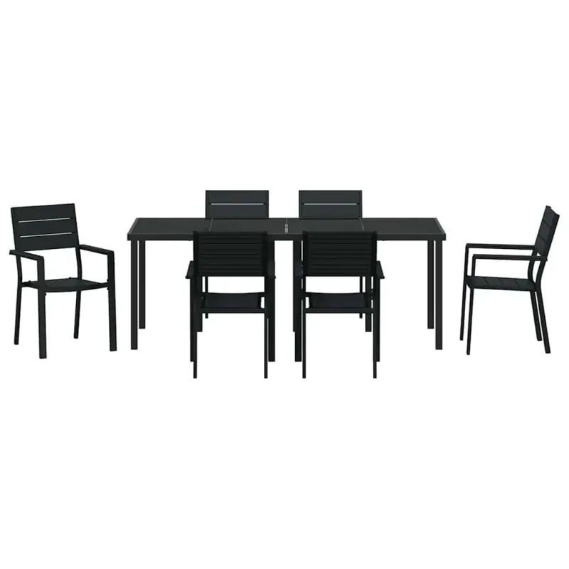 Sodo valgomojo komplektas 7 pcs Juoda