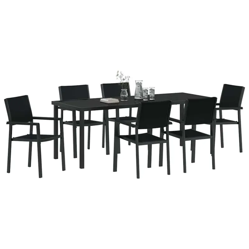 Sodo valgomojo komplektas 7 pcs Juoda