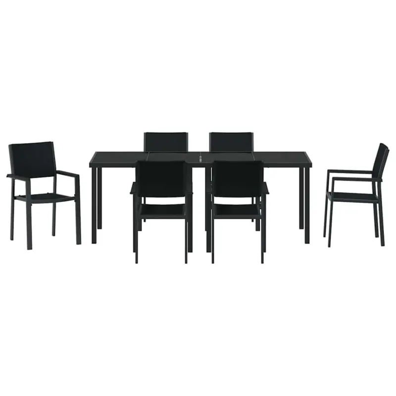 Sodo valgomojo komplektas 7 pcs Juoda