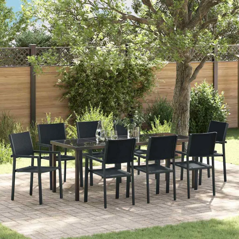 Sodo valgomojo komplektas 9 pcs Juoda