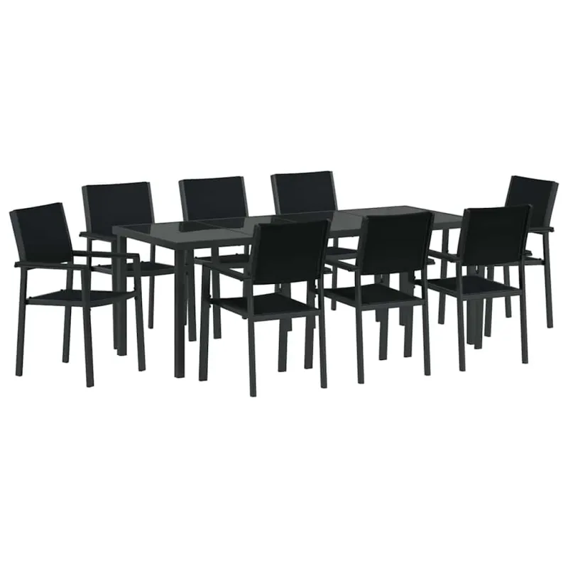 Sodo valgomojo komplektas 9 pcs Juoda