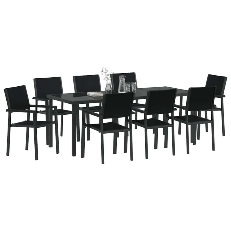 Sodo valgomojo komplektas 9 pcs Juoda