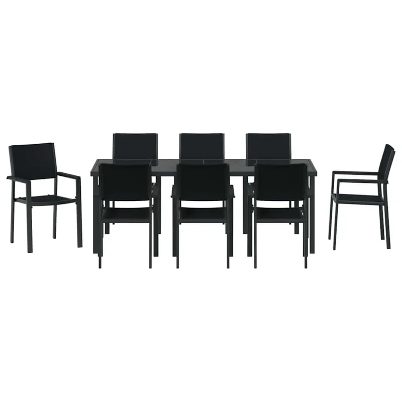 Sodo valgomojo komplektas 9 pcs Juoda