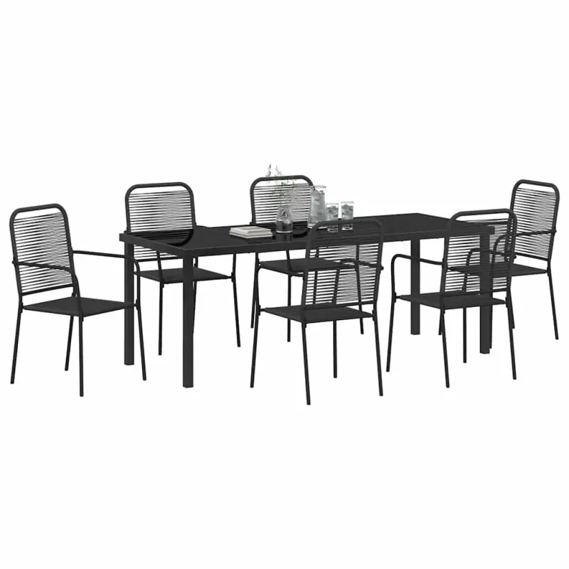 Sodo valgomojo komplektas 7 pcs Juoda