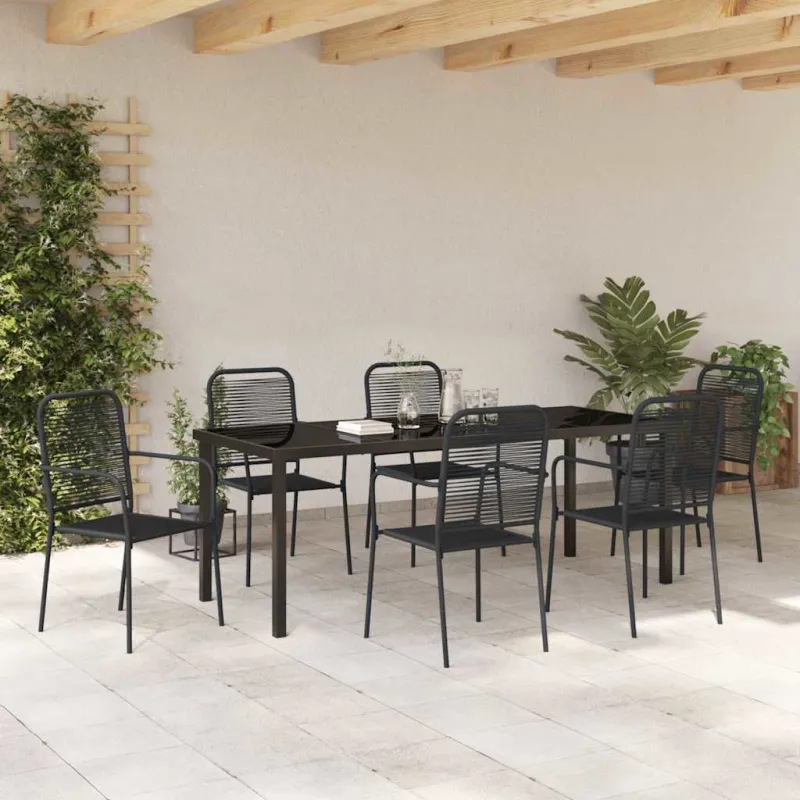 Sodo valgomojo komplektas 7 pcs Juoda