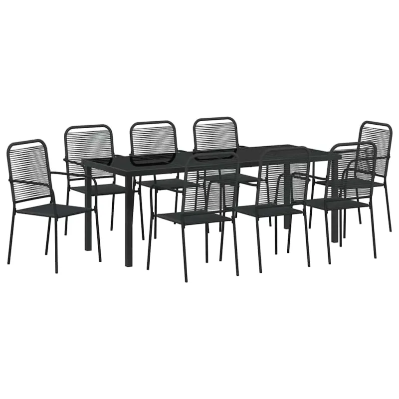 Sodo valgomojo komplektas 9 pcs Juoda