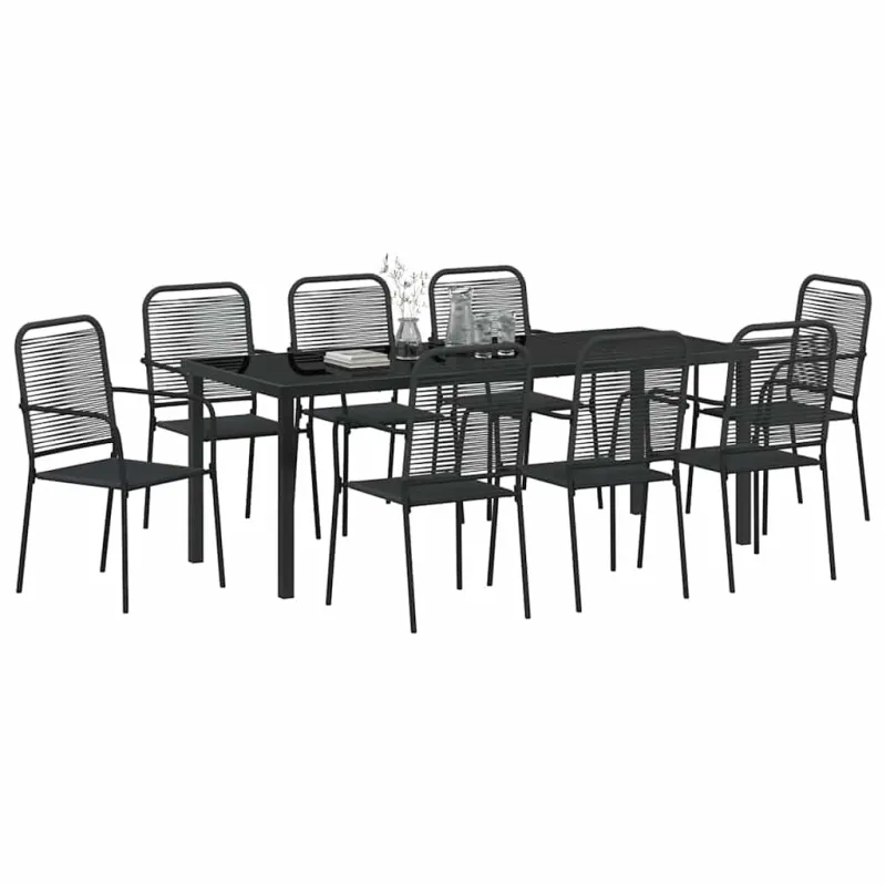 Sodo valgomojo komplektas 9 pcs Juoda