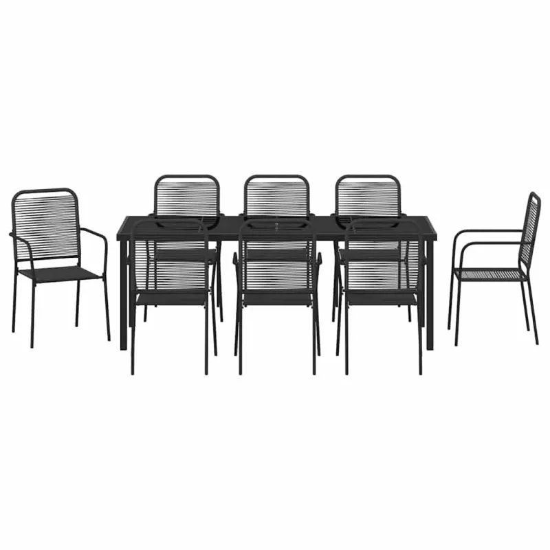 Sodo valgomojo komplektas 9 pcs Juoda