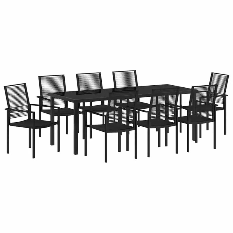 Sodo valgomojo komplektas 9 pcs Juoda