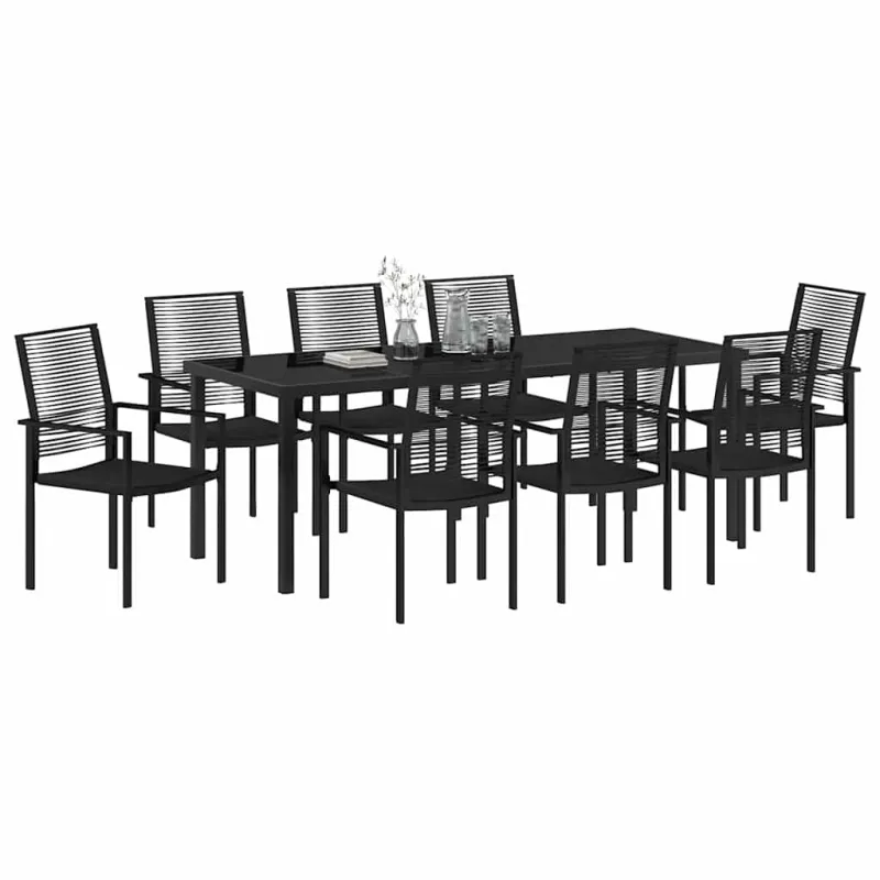 Sodo valgomojo komplektas 9 pcs Juoda